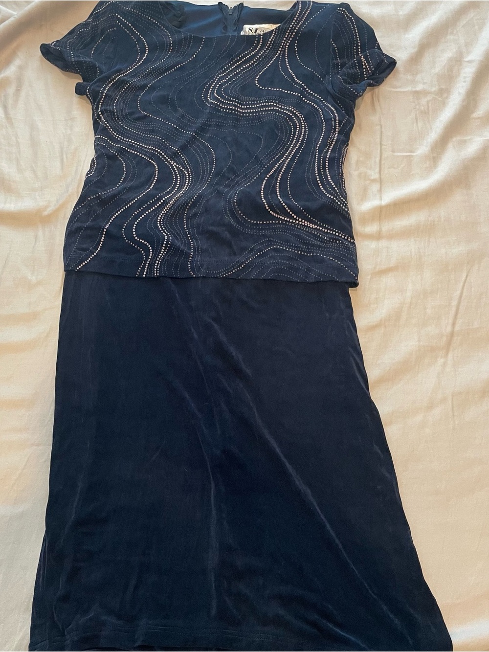 S.L. Fashions Navy Embellished Skirt Set